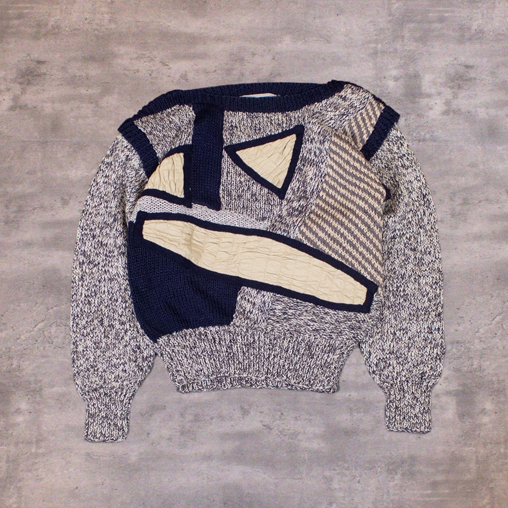 Vintage 1990's Nannel Tri Blend Coogi Style 3D Pattern Knitted Crewneck Sweater
